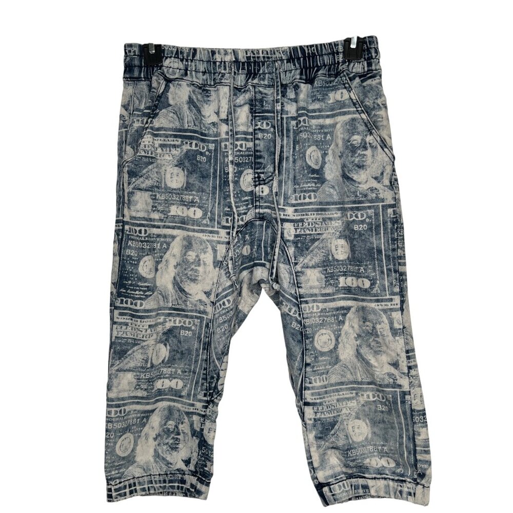 Victorious Men’s Jogger Shorts Bermudas Money All Over Print size Medium Grunge